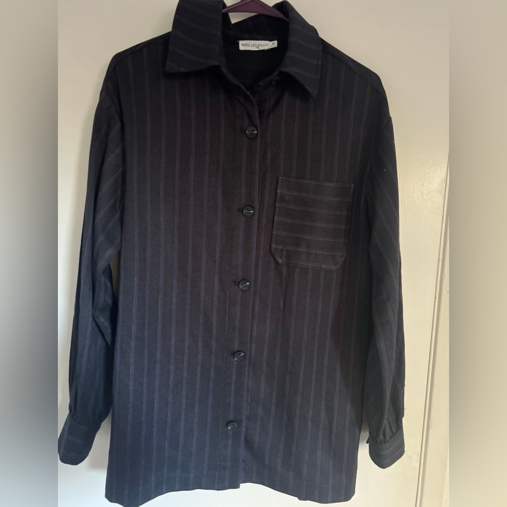 Avec Les Filles Button Down Long Sleeve Shirt